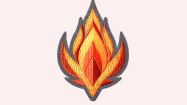 fire embroidered patch badge on isolated transparent Ai Generative