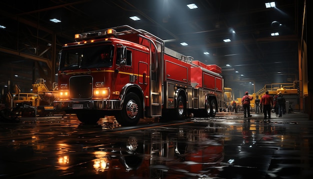 Photo fire engine rescues firefighter transportation car land vehicle fire service generated by artificial intelligence