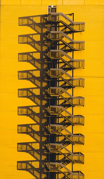 Fire escape in yellow building