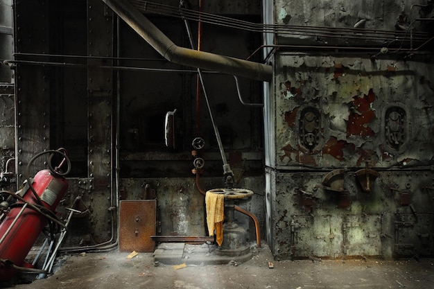 Photo fire extinguisher in abandoned room