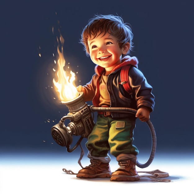 Fire extinguisher child fairmen ai generated image