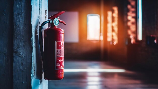 Fire extinguisher install front of the roomsecurity system concept