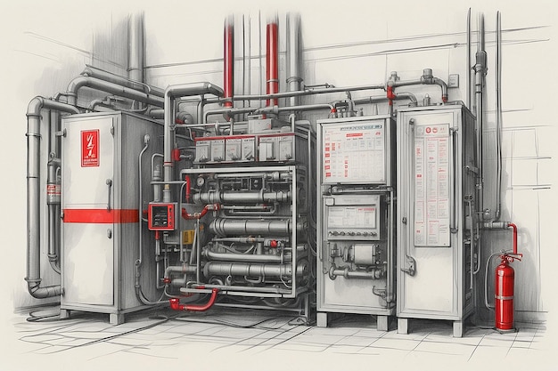 Concetto di servizio di sistema di estinzione di incendio sistema di controllo di incendio industriale incendio controllore di allarme notificatore di incendio