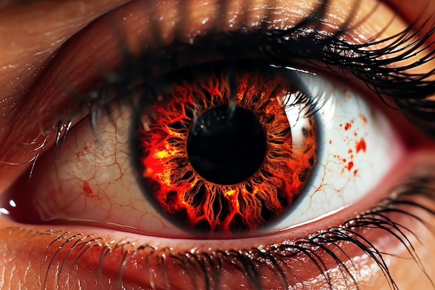 A fire eye is shown in this image from the series fire