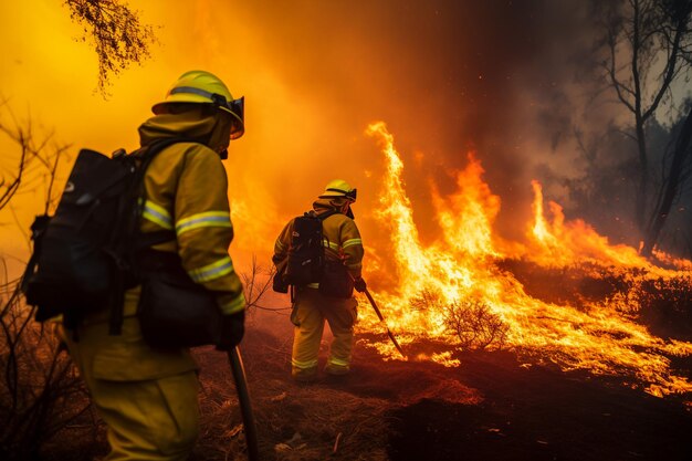 Fire fighter in patagonia argentina people work