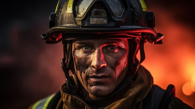 Fire fighter portrait closeup