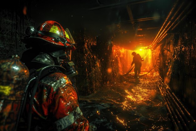 В огне пожарный ищет возможных выживших.