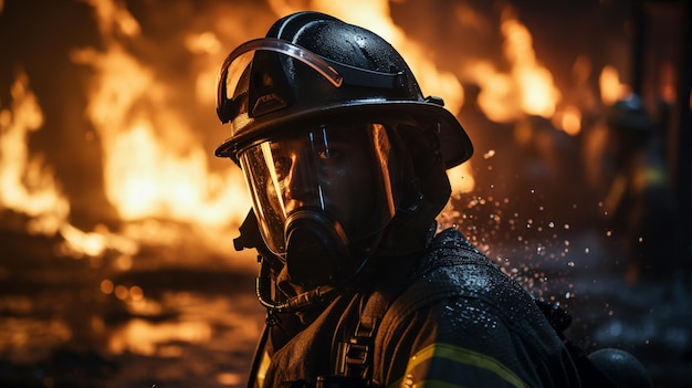 fire and firefighters firefighters with smoke in a fire