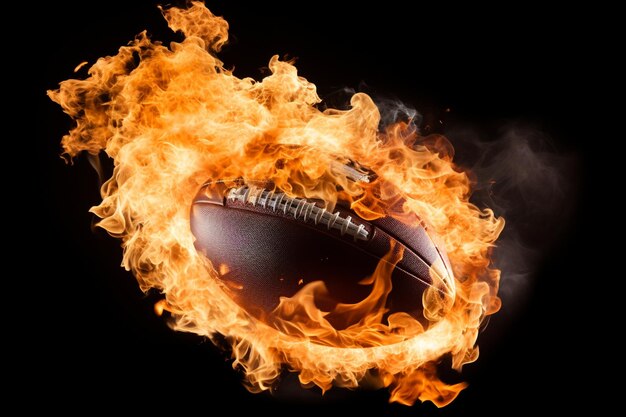 写真 アメリカンフットボールで高速で投げる火の炎