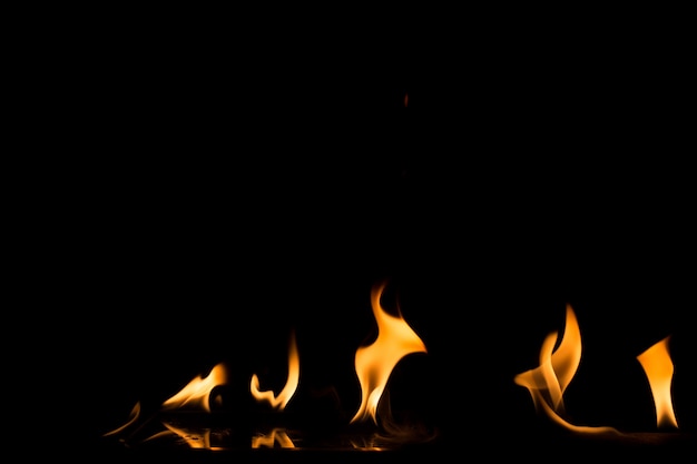 Fire flame on black background. Blaze fire flame textured background.