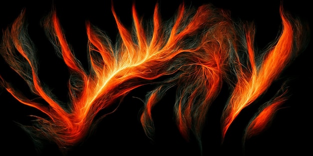 Fire flame in black background. Digital Illustration