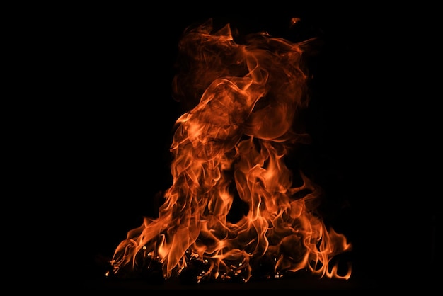 Fire flame isolate on black background burn flames abstract texture art design for fire pattern flam