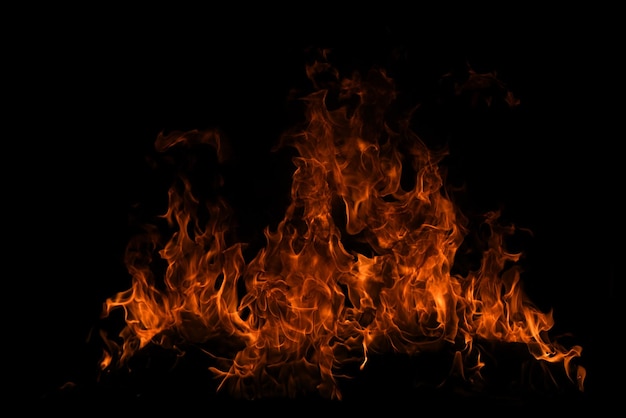 Fire flame isolate on black background burn flames abstract texture art design for fire pattern flam