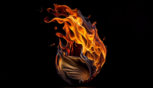 Fire flame isolated on black isolated background Beautiful yellow orange and red and red blaze fire flame texture style