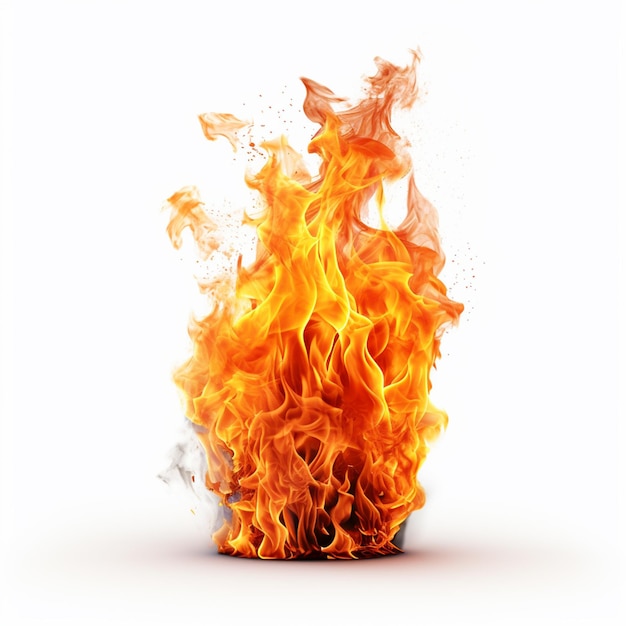 Fire flame isolated on white 3D rendering with clipping path