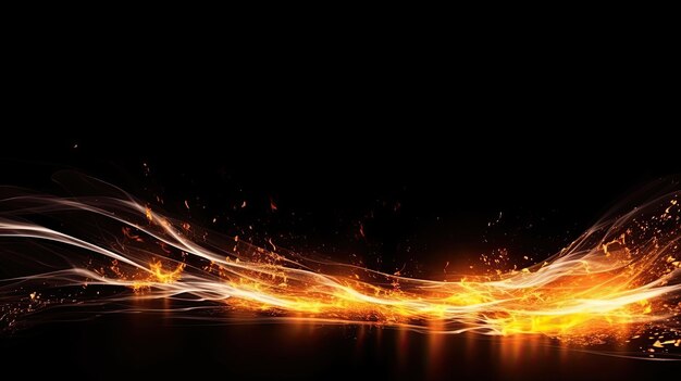 Fire flame waves with sparks on a black background concept Generative AI