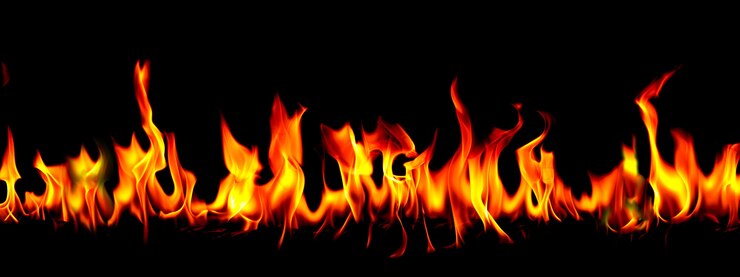 Photo fire flames on abstract art black background