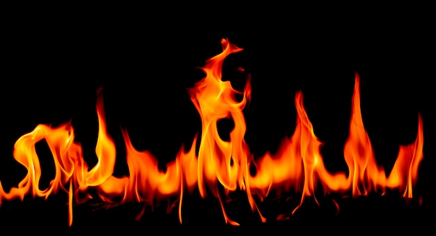 Fire flames on Abstract art black background