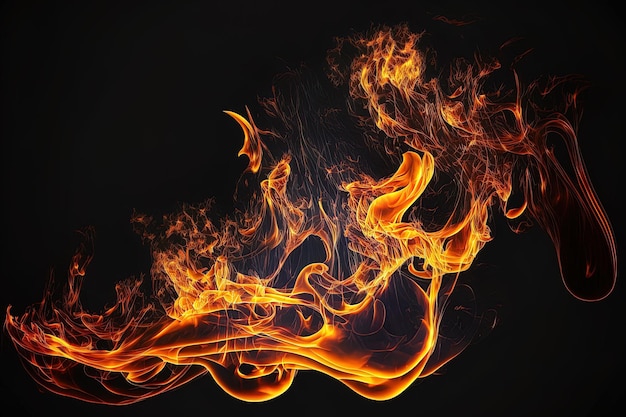 Fire flames on black background abstract fire flame background