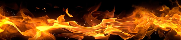 Fire flames on black background AI Generative