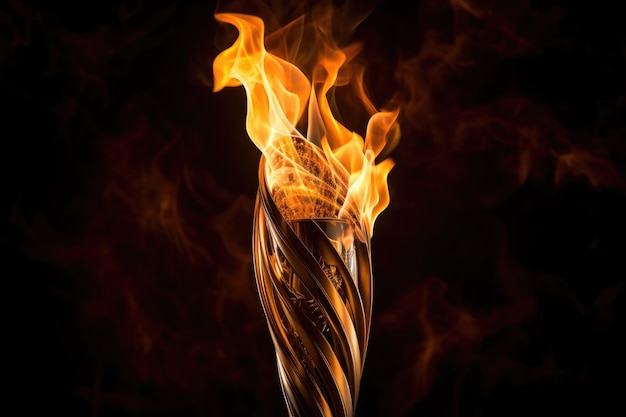 Fire flames on black background Fire flames isolated on black background Olympic flame Ai generated