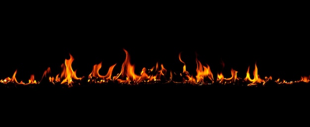 fire flames at the black background