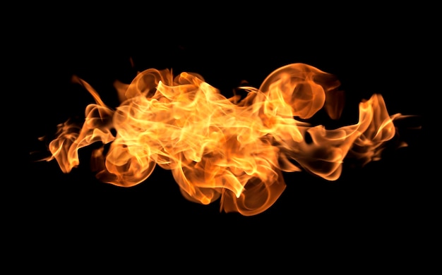 Fire flames on a black background