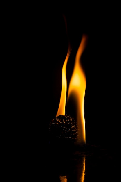 Fire flames on black background