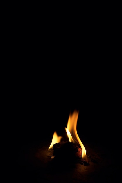 Fire flames on black background