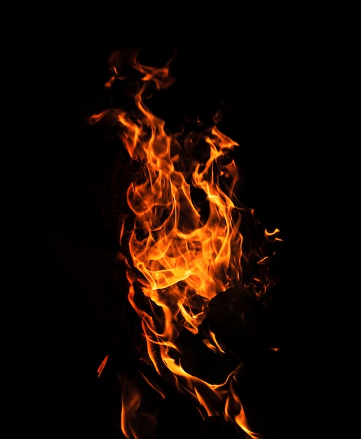 Fire flames on a black 