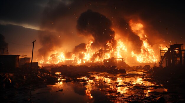 Foto fiamme del fuoco zona industriale