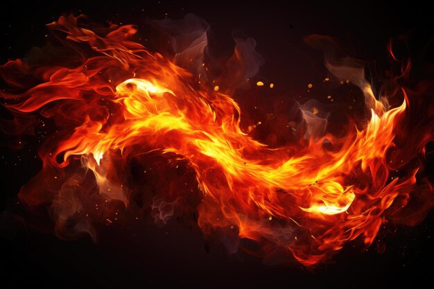 Fire flames isolated on black background Abstract fire background Vector illustration Beautiful stylish fire flames AI Generated