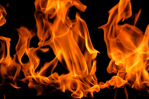 Fire flames isolated on a black background