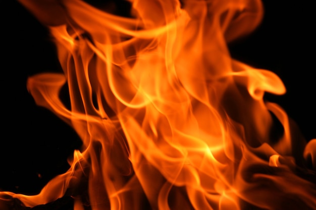 Fire flames isolated on a black background