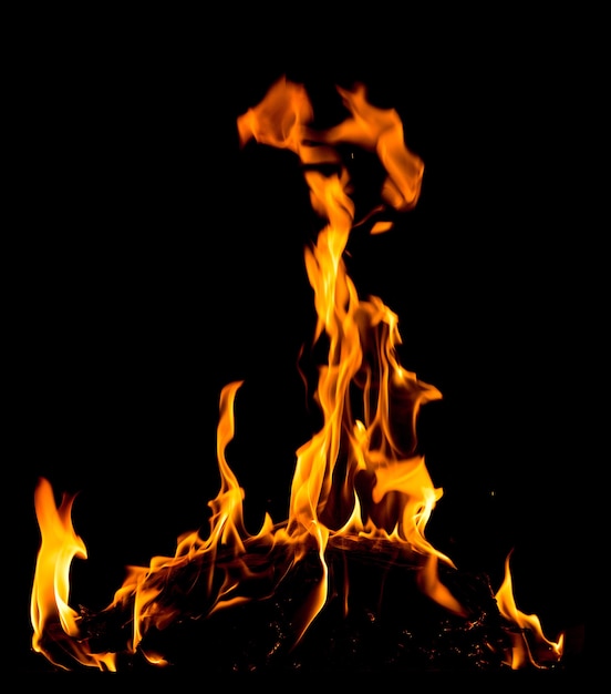 Fire flames isolated on a black background