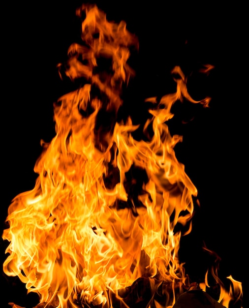 Fire flames isolated on a black background