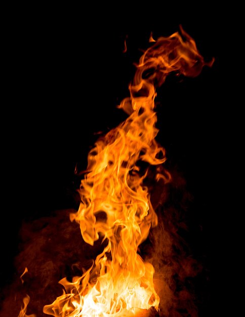 Fire flames isolated on a black background