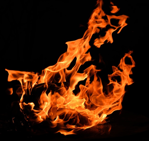 Fire flames isolated on a black background