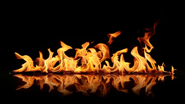 Photo fire flames isolated on black background