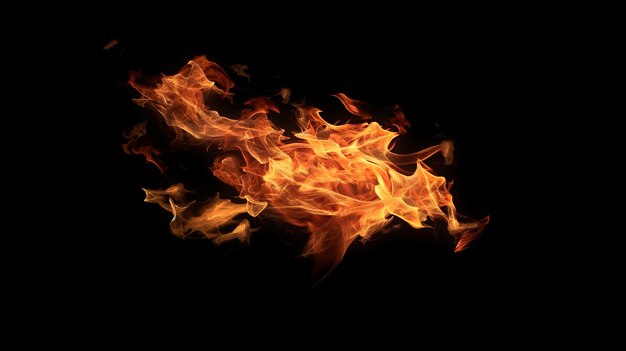 Photo fire flames isolated on black background