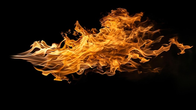 Photo fire flames isolated on black background