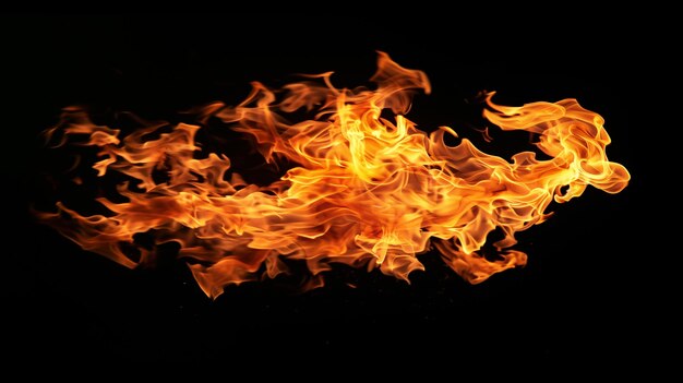 Photo fire flames isolated on black background