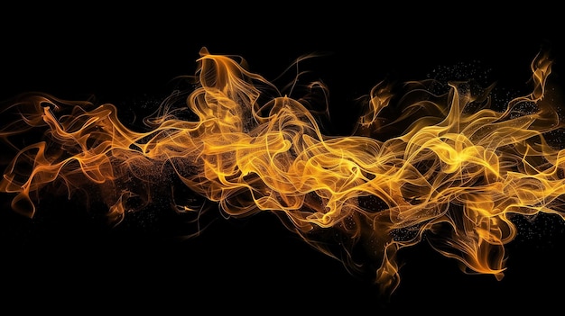 Photo fire flames isolated on black background