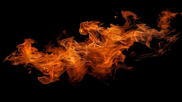 Fire flames isolated on black background