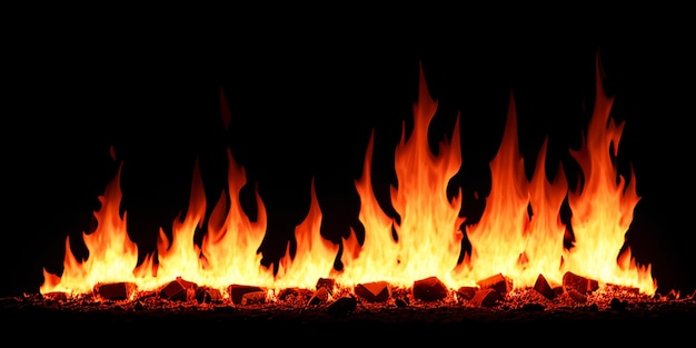 Fire flames isolated on a black background