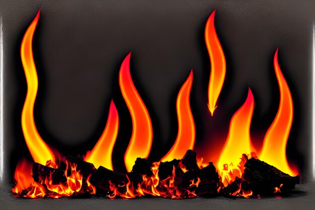 Fire flames isolated on a black background