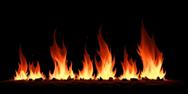 Fire flames isolated on a black background