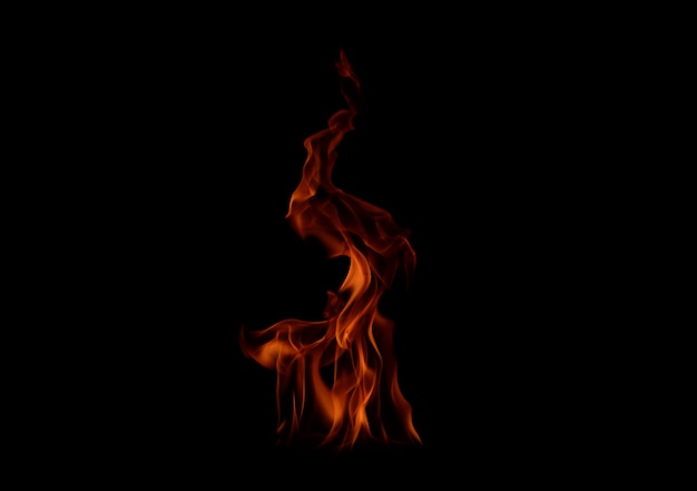 Fire flames isolated on black 