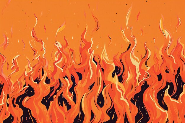 Fire flames on orange background