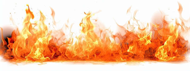 Fire flames on white background